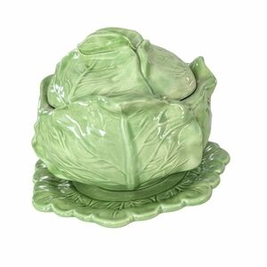 VTG 1974 Holland Mold Cabbage Soup Tureen with Lid & Underplate - Sage Green